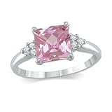 Created Pink Sapphire and Diamond Ring