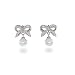 Eve's Addiction Sterling Silver Bow Earrings with Pearl Drop