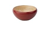 T&G small salad bowl in hevea with red outside and natural interior.10360.