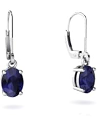 Genuine Sapphire 14kt White Gold Lever Back Earrings