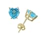14k Yellow Gold Heart-Shaped Blue Topaz Stud Earrings