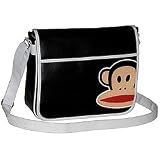 Paul Frank Julius Monkey Black Flapover Bag With White Trim