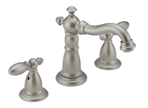 Delta 3555NN-216NN Victorian Double-Handle Widespread Lavatory Faucet with Metal Pop-Up, Brushed Nickel