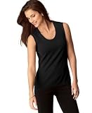 Charter Club Petite Sleeveless Scoop-Neck Shell Black P/L