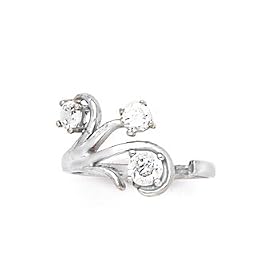 Solid 14K White Gold Scroll Trio Cubic Zirconia Toe Ring by Body Candy