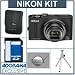 Nikon CoolPix S8100 Digital Camera Kit - Black - With 4GB SD Memory Card, Camera Case, 2 Year Extended Service Coverage, Table Top Tripod,