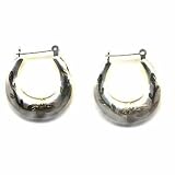 Sterling Silver and 24kt Gold over Genuine Sterling Two Tone Silver Hoop Earrings