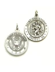St. Christopher Sterling Silver Pendant 18" Steel Necklace Chain