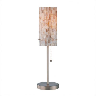 Lite Source LS-21381 Schale Table Lamp, Polished Steel with Shell Shade