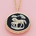 Mare and Foal Cameo Locket, Black with Gold Tone Chain