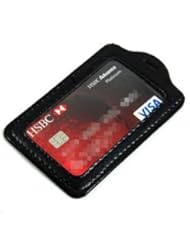 Cosmos ? Black 5 Pcs Faux Leather Business ID Badge Card Holder - Vertical (Top Loading) with Slot & Chain Holes with Cosmos Fastening Strap