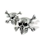 Stewart Stand Sterling Silver Skull and Bone Designer Pair of Cufflinks by Sam Wright