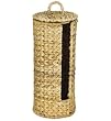 Household Essentials ML-6690 All-Natural Woven-Banana-Leaf Toilet-Tissue Holder with Lid
