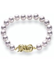 9x9.5mm AAA Quality Japanese Akoya saltwater cultured pearl bracelet 8" with 18K Gold Clasp