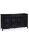 Mission style Four door Console With Glass Doors, FOUR-DOOR, BLACK