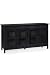 Mission style Four door Console With Glass Doors, FOUR-DOOR, BLACK