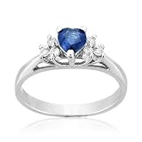 Heart Sapphire and Diamond Ring