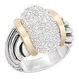 Size 9 - 1.50 Ct Round-cut Pave Two Tone Dome Cable Design Cz Cocktail Ring