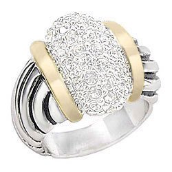 Size 9 - 1.50 Ct Round-cut Pave Two Tone Dome Cable Design Cz Cocktail Ring