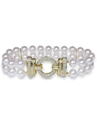 6.5x7mm AAA Quality Japanese Akoya Double Strand Bracelet - 7 inches (Omega Clasp)
