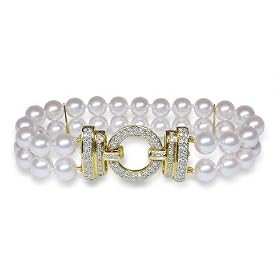 6.5x7mm AAA Quality Japanese Akoya Double Strand Bracelet - 7 inches (Omega Clasp)