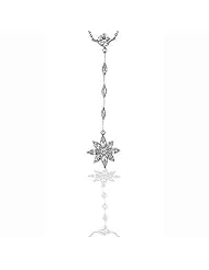 Alexander James White Gold Rhodium Bonded Chandelier Pendant Featuring a Flower of Marquise Cut Clear CZ with a Center Bezel Set Round Cut Clear CZ Secured by 3 Marquise Cut Links in Silvertone Chain Included