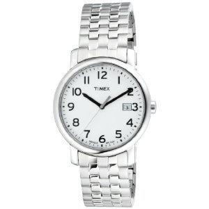Timex #T2M655 Men's Stainless Steel Indiglo Easy Reader Expansion Band Watch
