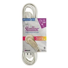 COLEMAN CABLE 2254 SLIMLINE HOUSEHOLD EXTENSION CORD 16 3 SNUG PLUG 8' by SLIMLINE
