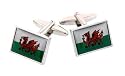 Rhodium plated Welsh flag cufflinks
