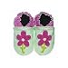 Jack And Lily Infant baby booties Green Slip Ons With Pink Flower 6-12 Month