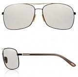 TOM FORD JOHN TF34 B5 BLACK FRAME BROWN LENS METAL AVIATOR SUNGLASSES