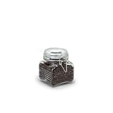 Anchor Home Collection Set of 4 Square Ribbed Glass Canisters with Clamp Top Lid, 25-Ounce by 