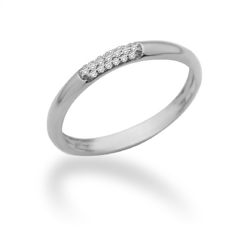 Miore Damen-Ring Memoire 9 Karat (375) Wei&szlig;gold mit Brillanten 0.06ct Gr. 58 MF9008RWR Preisvergleich