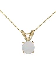 14k Yellow Gold Round Opal Pendant (chain NOT included)