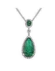 3.91Ct Oval & Pear Shaped Emerald & Diamond Pendant 18k Gold