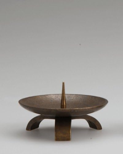 NOUSAKU GUSOKU MITSUASHI - Hitate Buddhist altar article Candle Rousoku holder Japanese Handmade Artifact Made in Japan Craft Art Work (Golden Brown)