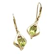 14K Yellow Gold Pear Shape Peridot Diamond Fashion Earrings