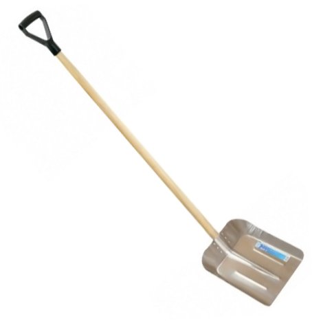 Light aluminium snow shovel with wooden shaft and aluminium scoop 34 x 34 cm