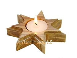 Olive Wood Bethlehem Star Candle Holder.
