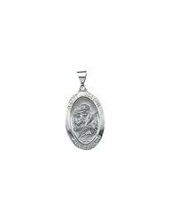 23.25x16.00 mm Hollow Oval St. Joseph Medal in 14K White Gold