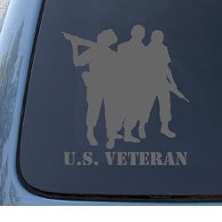 US VETERAN - Military - Vinyl Car Decal Sticker #1322 | Vinyl Color: Silver