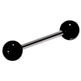 Black Acrylic Tongue Ring - Barbell Body Jewelry