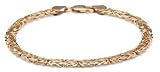 14k Yellow Gold 5mm Oval Italian Byzantine Bracelet, 7