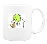 Mug with senior, human, body, individuals, individual, persons, cat, citizen, elderly, humans, people, pet, animal, retirement, person, cane