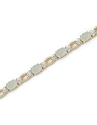 14k Yellow Gold Natural Opal And Diamond Tennis Bracelet