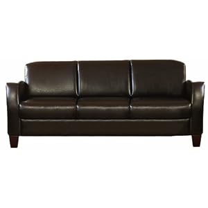 Homelegance Faux Leather Contemporary Sofa, Dark Brown
