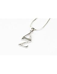 Delta Zeta Sterling Silver Lavaliere set with Lab-Created Diamonds