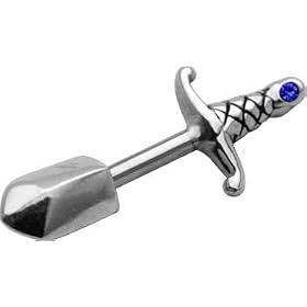 SAPPHIRE CZ Sword Sterling Silver Cartilage Earring Stud 18G