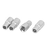 uxcell 　六角ビット　六角ソケットレンチ　ヘックス　クロム－バナジウム鋼製　シルバートーン　4件入り　6mm