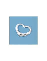 Sterling Silver Open Heart Love Cute Pendant Polished Charm Pure 925 New 17mm with 1.5mm Ball Bead Chain
